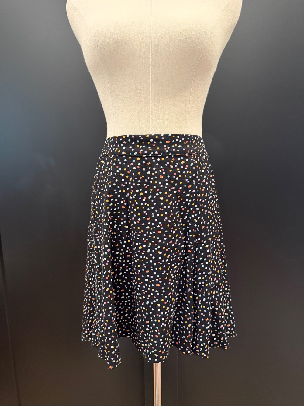 Reformation Flounce Confetti Mini Skirt Multicolored Polka Dot Size 10 Like New